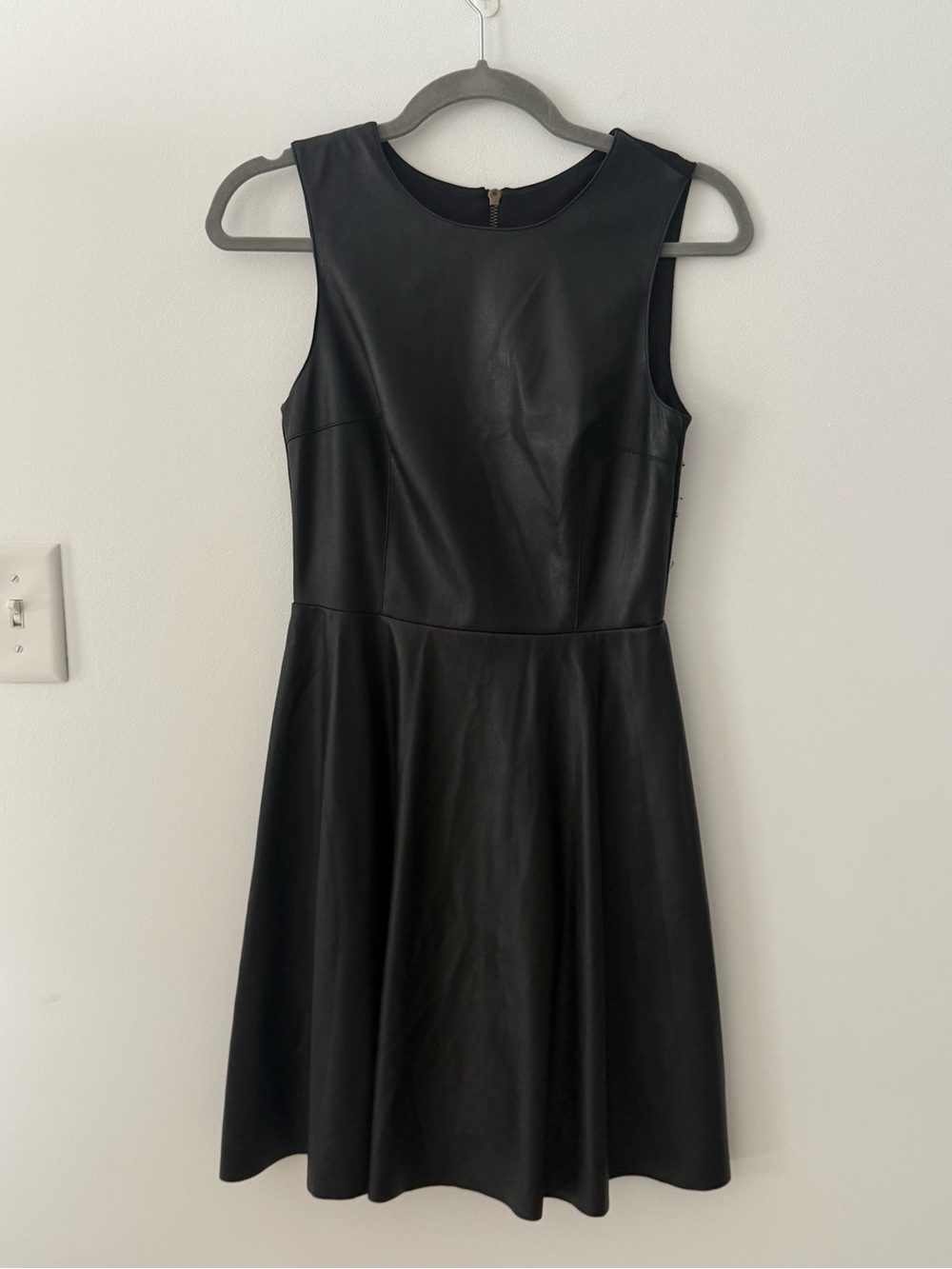 NWT Bailey 44 Black Faux Leather Fit and Flare Dress